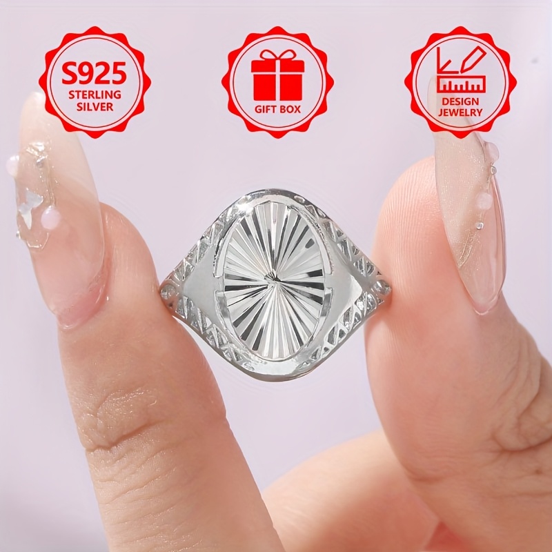 925 Sterling Silver Women's Engraved Modern Ring